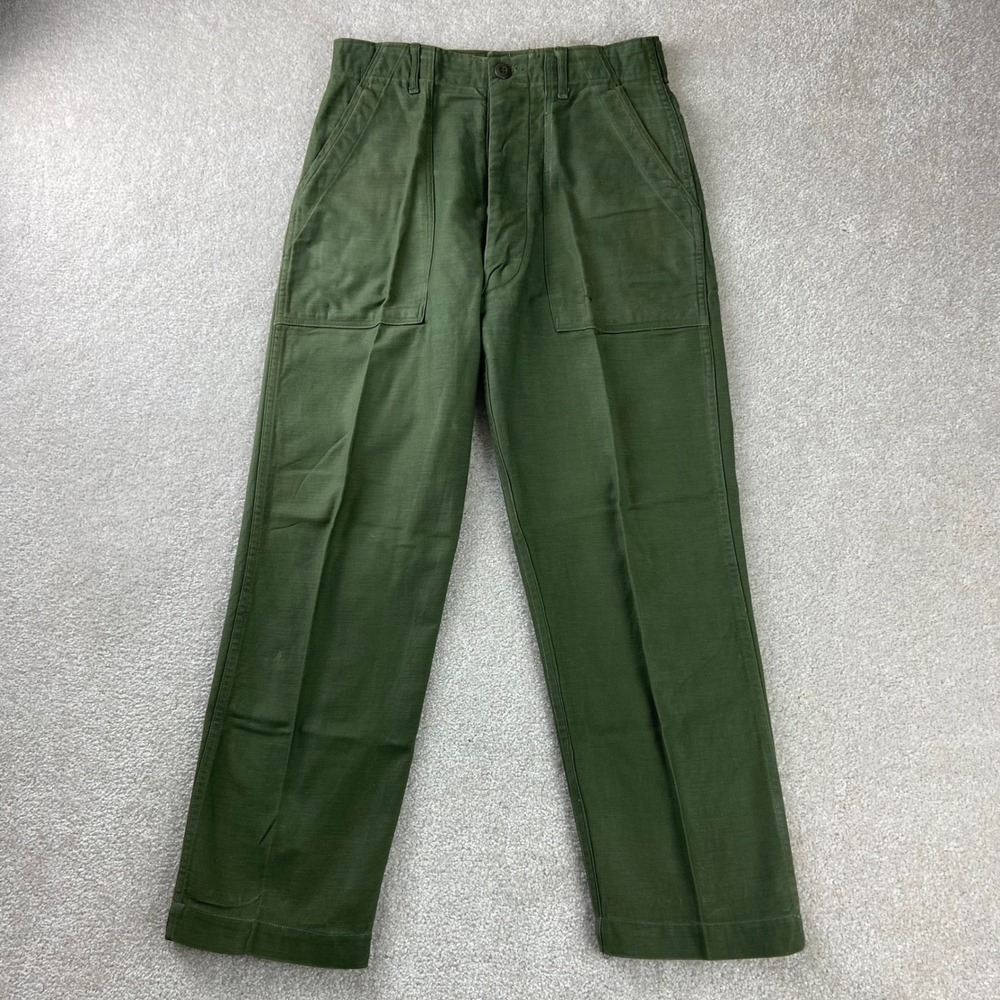 Vtg 60's OG-107 Trousers Mens 30x26 Green Cotton Sateen Type I Baker Pants